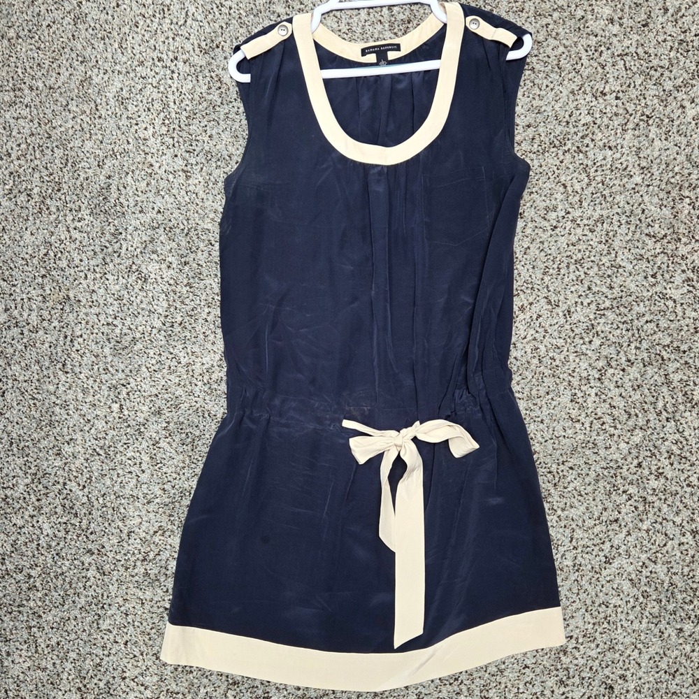 Banana Republic Navy Blue Dress Sleeveless Tie Waist Casual L - Picture 1 of 7